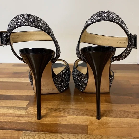 Jimmy Choo size 38 glittery heels platform sandals